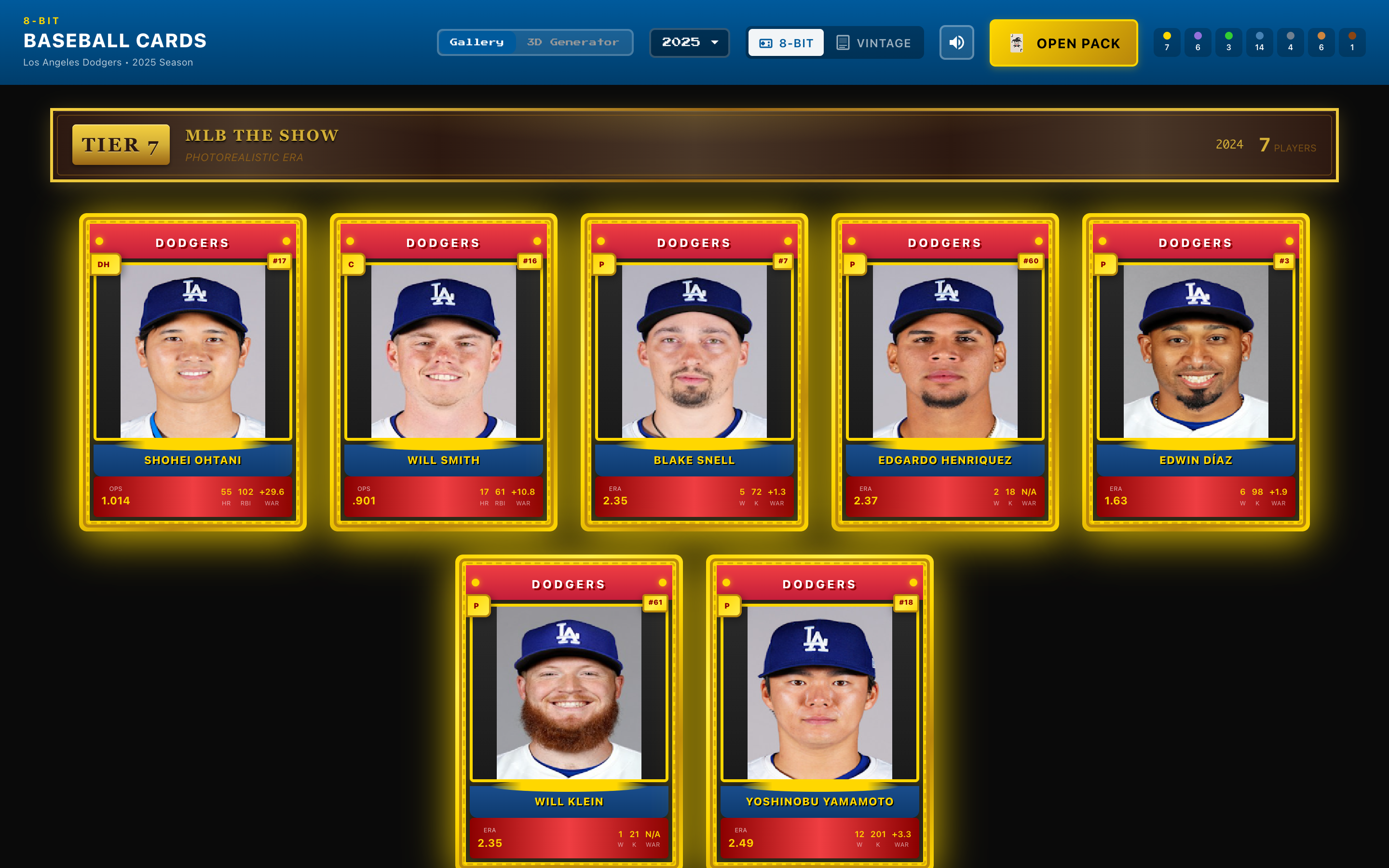 8-Bit Baseball Cards (Dodgers)